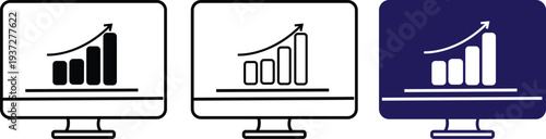 Three smartphones displaying graphs on their screens
