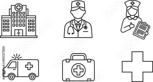 Medical icons and emergency services symbols
