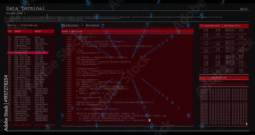 Blue radial numbers starting central terminal appearing, loading code, marking ID, revealing source