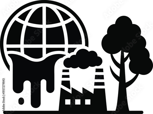 Vector illustration of pollution and environmental damage