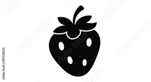 A simple black silhouette of a ripe strawberry fruit silhouette
