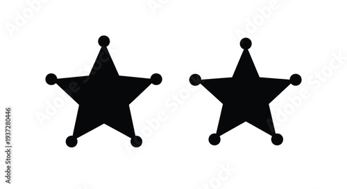 Two black sheriff stars against a white background silhouette