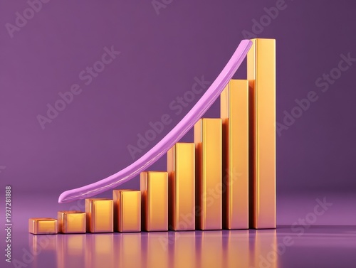 Free Download golden bar chart rising isolated on a red background - GFXLoad