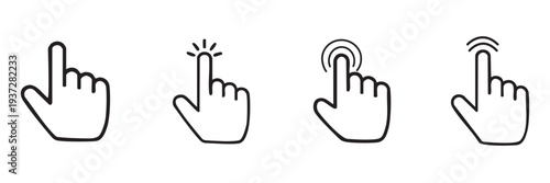 Set of 4 hand cursor icons vector