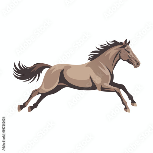 Brown horse galloping on a white background animal