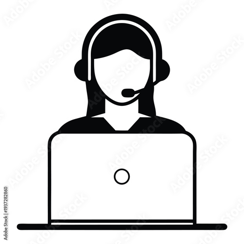 Professional Female Customer Service Representative Silhouette, Helping Clients with Support