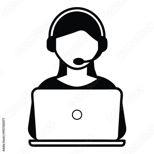 Professional Female Customer Service Representative Silhouette, Helping Clients with Support