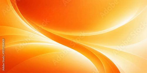An abstract orange vector background featuring a golden sun gradient with fluid wave lines and motion curves creating a vibrant light energy pattern