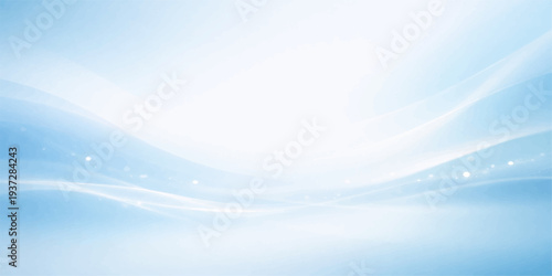 Abstract blue background with flowing waves and fluffy white clouds under bright sunlight create a beautiful atmosphere of clear summer sky and airy texture