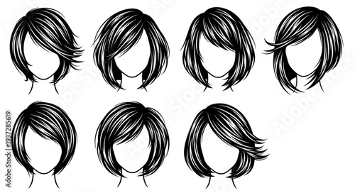 Collection of different short bob hairstyles for women.