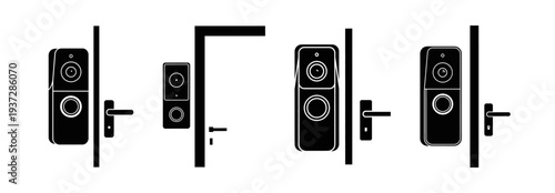 Minimalist visual guide featuring multiple configurations of smart doorbells, demonstrating versatile placement for advanced home monitoring and visitor management