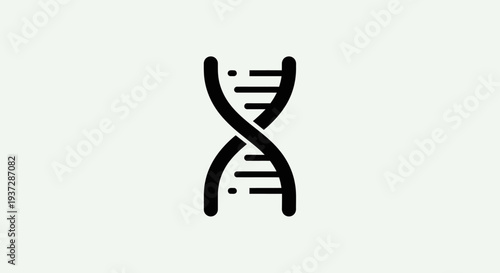 Simple Black DNA Double Helix Icon on White Background