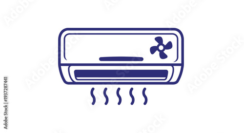 Simple illustration of a wall mounted air conditioning unit in blue tones