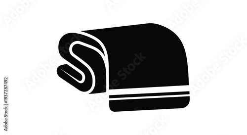 A black and white illustration of a neatly folded towel