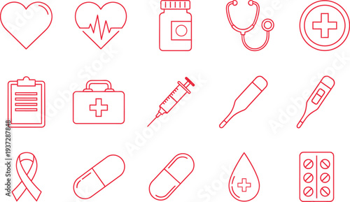 Healthcare essentials and medical icons for healthy living