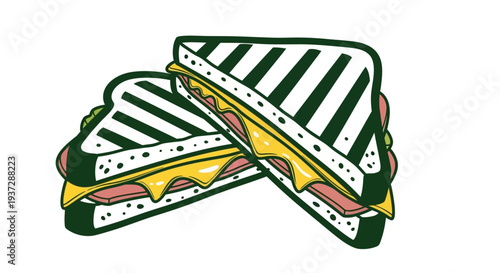 Panini sandwich with melted cheese.