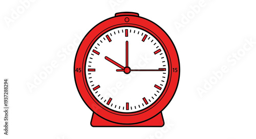 Red Analog Desk Alarm Clock Face.