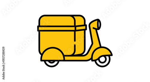 Yellow Food Delivery Motor Scooter Vehicle.