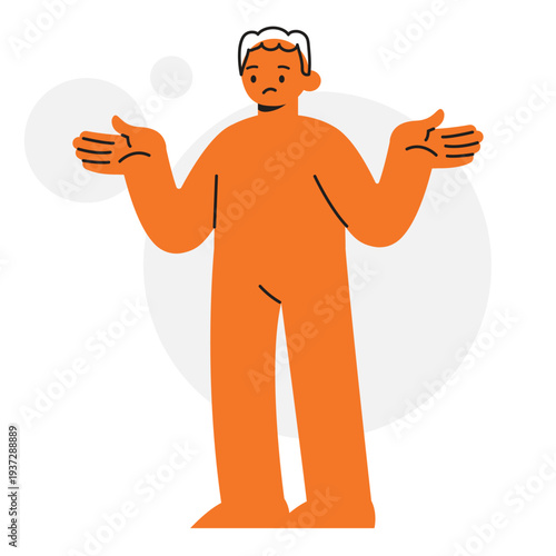 Man shrugging shoulders with confused expression showing uncertainty and lack of information Concept. Character Vector illustration design.