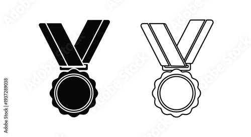 Two medal icons one black and one white displayed side by side
