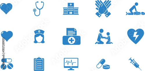 Healthcare services and medical icons for medical care solutions