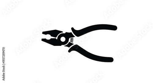 Black silhouette of combination pliers on a white background