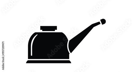Simple black silhouette of a watering can with a long spout