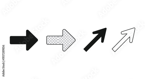 Four arrow icons depicting direction styling and visual variations