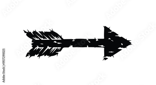 A striking black arrow illustration pointing to the right