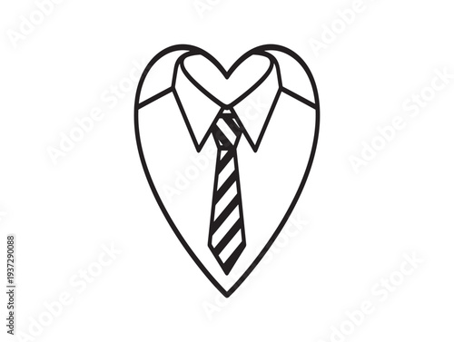 Heart shaped collared shirt and tie illustration