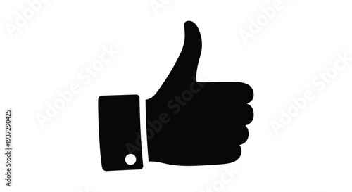 A simple black silhouette of a hand giving a thumbs up gesture