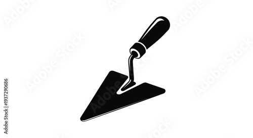 A black silhouette of a pointing trowel on a white background