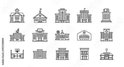 Collection of Architectural Building Icons.