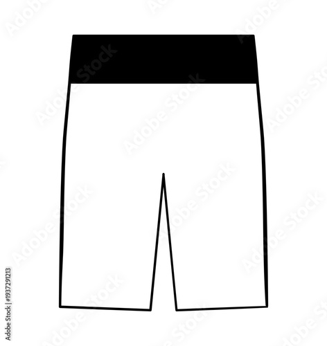 Minimal vector illustration of long swim shorts. Simple beach swimwear design isolated on white background.