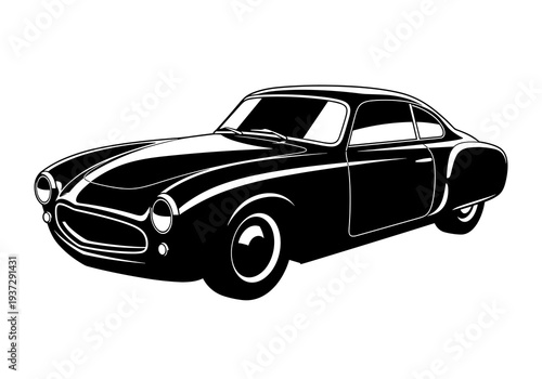 Classic Sports Coupe Vector, Vintage Car Silhouette Illustration
