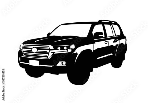 SUV Vector, Off Road 4x4 Vehicle Silhouette Illustration