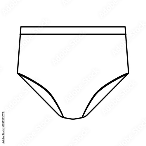 Minimal vector illustration of women high waist bikini bottom isolated on white background. Classic retro style swimwear.