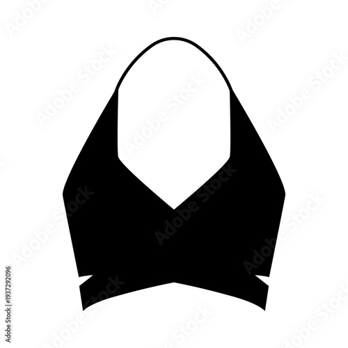 Minimal vector illustration of women halter bikini top. Simple female swimwear design isolated on white background.