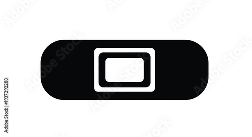 Simple black icon depicting a bandage with a central rectangular pad