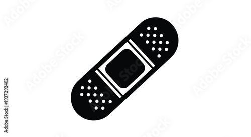 Simple black and white illustration of an adhesive bandage on white