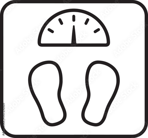Bathroom Scales Icon for Weight Measurement, Fitness and Health Monitoring Vector Symbol. This vector is ideal for representing weight loss progress, body mass index (BMI) & healthcare tracking.