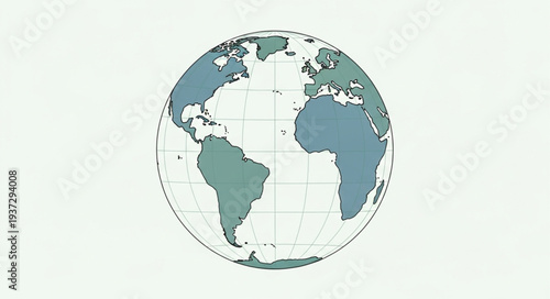 Stylized Earth Globe Illustration with Continents and Oceans.