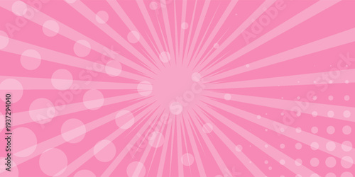 Abstract Pink rays shiny background with halftone backdrop dot sunlight modern