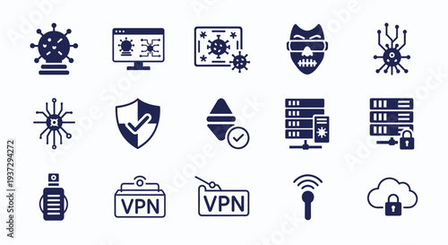Collection of Security Icons and Symbols.