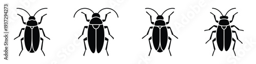 Funny April Fools Cockroach Silhouette Vector Set – Fake Bug Prank Insect Icons for Joke Decorations and Mischievous Designs