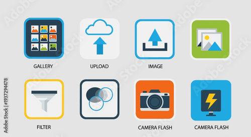Camera Icons Representing Photography Functions.