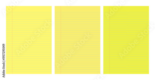 Set of yellow legal pad pages with lined designs