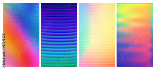 Set of ribbed glass texture backgrounds