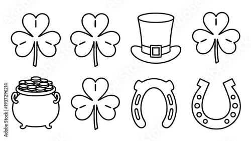 Symbols of luck and prosperity: a collection of St. Patrick's Day icons.