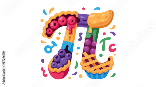 A creatively designed image for Pi Day, with the pi symbol integrated into a delicious pie.